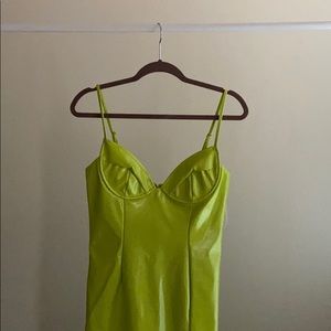 Vinyl green body-con dress